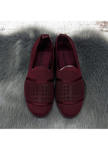 Бордовые мокасины женские летние текстильные слипоны Gipanis