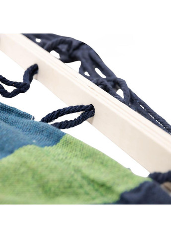 Гамак подвесной тканевый с перекладиной до 120 кг 174х80 см для туризма, рыбалки и сада Синий с зеленым LUGI (362455887)