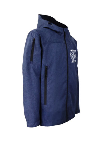 Синя демісезонна вітрівка весна чоловіча оксфорд джинс з принтом trouble maker 4PROFI