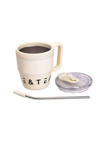 Термочашка Coffee & Tea з трубочкою бежева HP-14-23BE (A-033290) Yiwu (346267006)