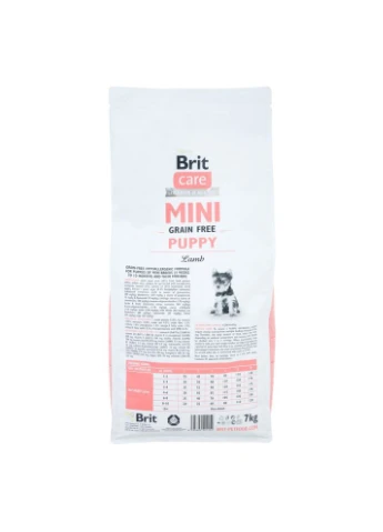 Сухой корм Grain Free Mini Puppy Lamb для щенков и молодых собак миниатюрных пород с ягненком 7 кг Brit Care (393977765)