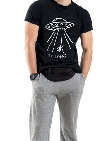 Черная футболка мужская черная "so long" Trace of Space
