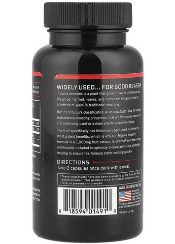 Якорцы стирающие (Tribulus Terrestris) 60 капсул, повышают выработку тестостерона, Fundamentals. Force Factor (366293423)