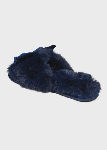 Темно-синие тапочки женские anya navy Pretty You London с жемчугом, со стразами, с бантом, с пряжкой, с брошкой