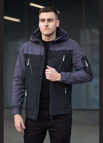 Темно-серая демисезонная куртка мужская No Brand