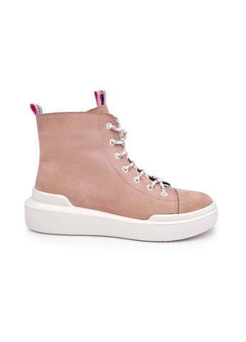 Осенние ботинки розовые из натуральной замши. хайкеры Crisma из натуральной замши