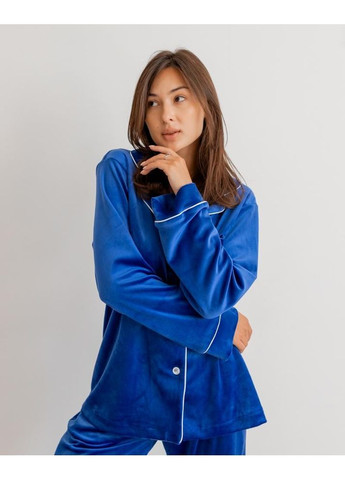 Синя всесезон піжама жіноча велюр кофта + брюки No Brand