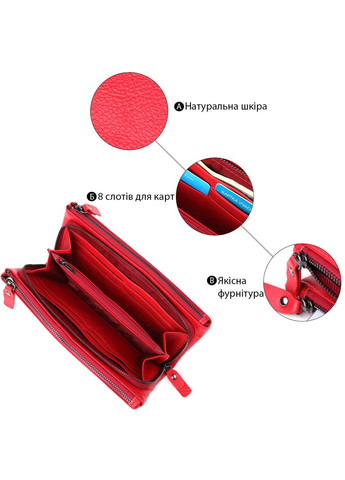 Шкіряний жіночий гаманець на три відділення 23109 Червоний st leather (329148781)