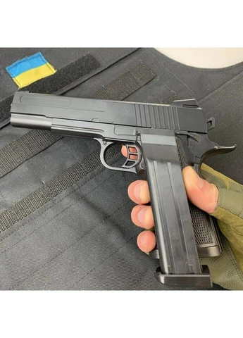 Дитячиий пістолет COLT Browning M1911 V304 метал, пластик стріляє кульками 6 мм Чорний Vigor (360544471)