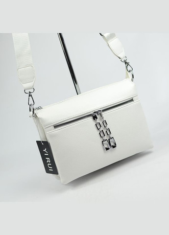 Белая женская маленькая сумка клатч кросс боди через плечо на три отделения на молнии Yirui (279830279)