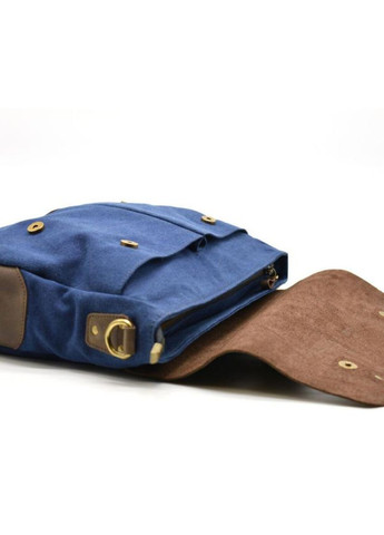 Сумка чоловіча через плече з натуральної шкіри та текстилю портфель для документів А4 для ноутбука Темно-синій 34292 TARWA (334674039)