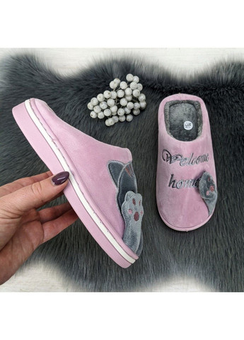 Сиреневые тапочки детские теплые с котиками Lion