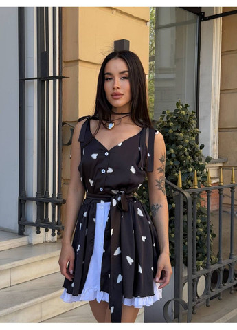 Черное праздничный платье Vione с цветочным принтом