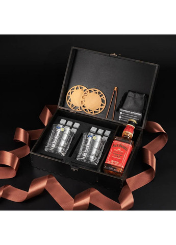 Подарунковий набір для віскі + секція під алкоголь у дерев'яній коробці Bohemia Timesquare 320 мл Handmade WS207S (364988936)