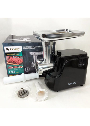 Електрична м'ясорубка RB-677 2600 Вт з насадкою для ковбас, м'ясорубка з металевим редуктором Rainberg (371652670)