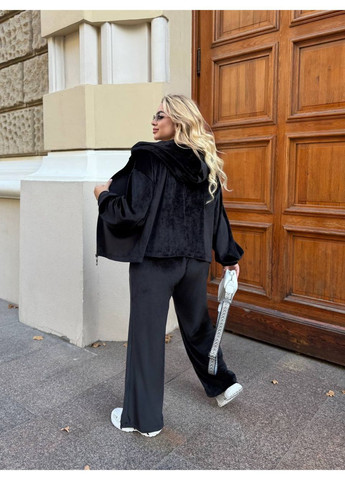 Жіночий велюровий костюм oversize: худі + штани No Brand (362209248)