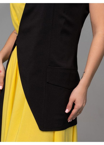 Комбінована сукня 14625 жовта ISSA PLUS однотонна