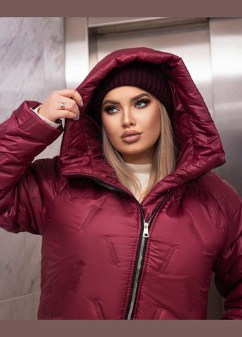 Бордова зимня жіноче стьобане тепле пальто колір шоколад New Trend