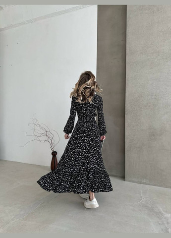 Чорна повсякденний сукня кльош Garna з квітковим принтом