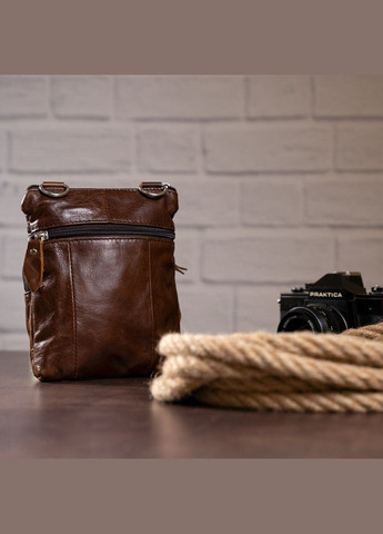 Кожаная сумка кросс боди мужская мессенджер через плечо коричневая 14608 Vintage (329195389)