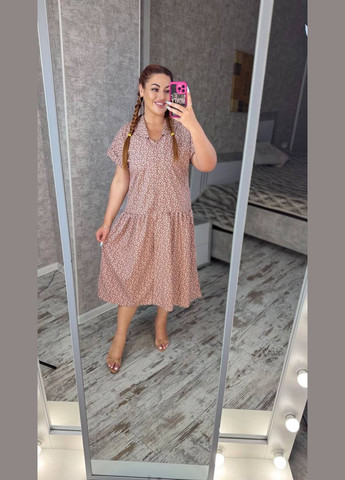 Бежевое повседневный платье No Brand с цветочным принтом