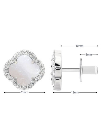 Срібні сережки Конюшина з перламутром (40082.2) IRIJ (331017222)