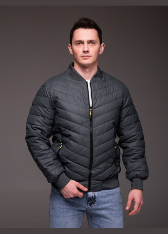 Серая демисезонная весенняя куртка-бомбер с утеплением Vakko