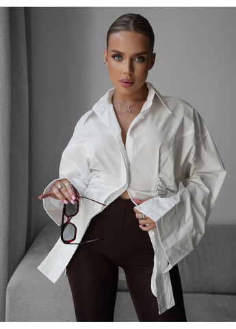 Белая кэжуал рубашка MonCher с длинным рукавом