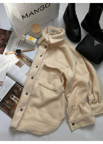 Молочная повседневный рубашка однотонная GD/GL Модний простір с длинным рукавом