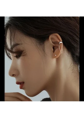 Кафф Fashion Jewelry серьги без прокола с цепочкой клипса на ухо моносерега цвет 1 шт No Brand (388977433)