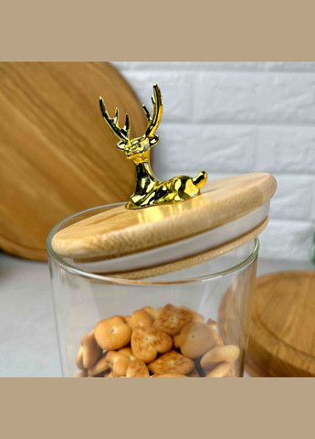 Стеклянная банка для хранения с бамбуковой крышкой 750 мл Stag Олень Hell (303213312)