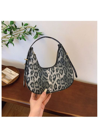 Женская сумка багет 9232 леопардовая через плечо серая No Brand (313235545)