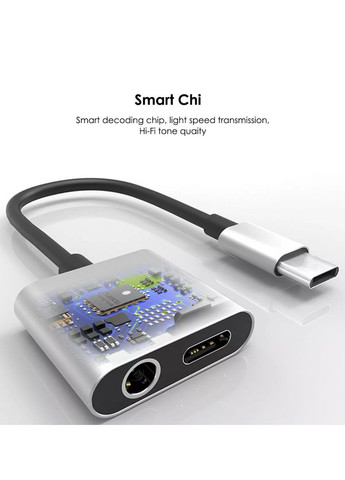 Переходник сплиттер 2 в 1 USB-C Type C в 3.5mm Jack Audio, аудиопереходник (розовый) China (366874358)