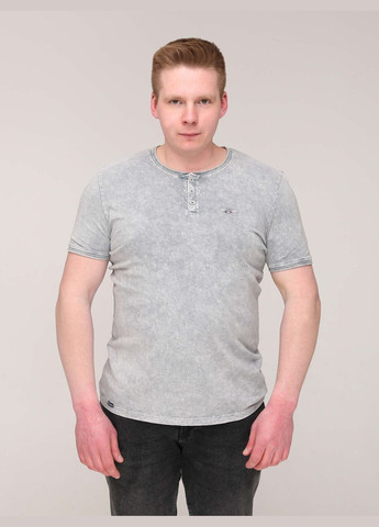 Светло-серая футболка мужская светло-серая однотонная с варкой с коротким рукавом Bagarda Пряма