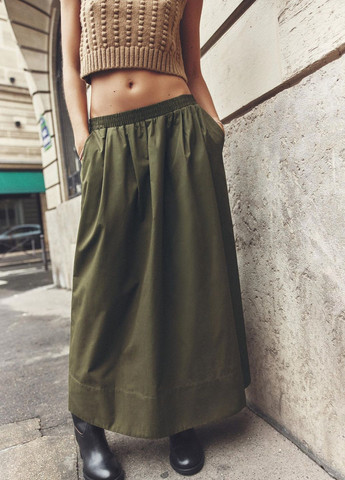 Оливковая (хаки) повседневный однотонная юбка Zara