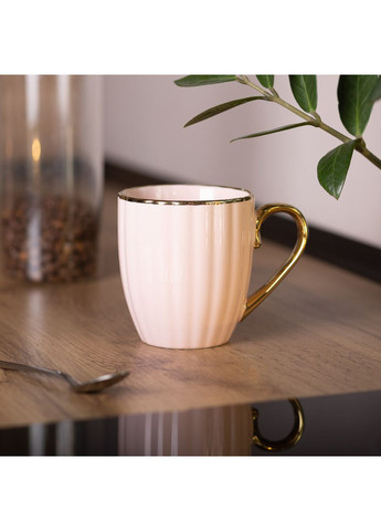 Чашка фарфоровая с золотым ободком и золотой ручкой 420 (мл) Розовая RX-N240629P Liling Rongxiang Ceramic (370974312)