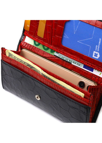 Незвичайний жіночий гаманець із натуральної фактурної шкіри 21834 Чорний Canpellini (298569760)