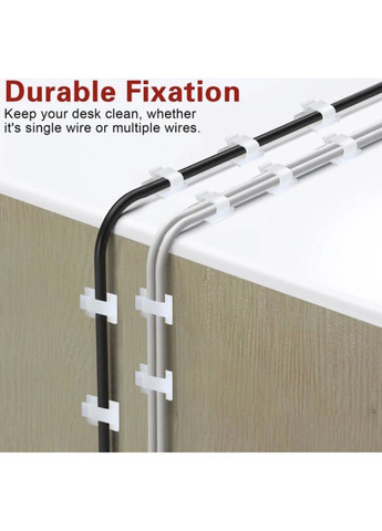 Органайзер фіксатор кабелю тримач для дроту кліпса самоклеючий хомут кабель менеджмент 3M 1 шт WCL1007 Білий Captain (370665134)