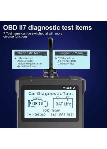 Автосканер OBD2 MS812 з очищенням помилок тестом акумулятора та пт.д. No Brand (368697859)