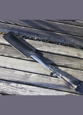 Подарунковий набір плоских шампурів 6шт з виделкою ясень бронза без лиття (НШ001ЯБ) Гранд Презент (279382088)