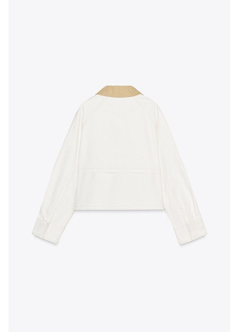 Біла демісезонна водонепроникна куртка з контрастним коміром куртка-піджак Zara водонепроникна куртка сорочка