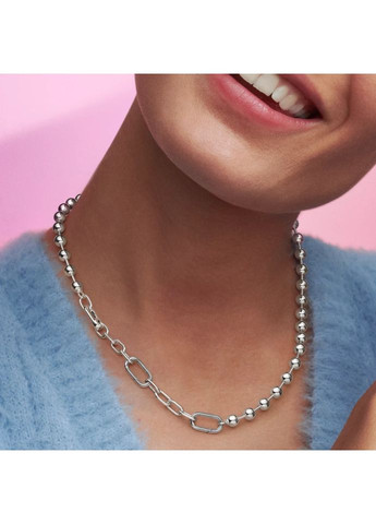 Серебряное ожерелье со звеньями и металлическими шармами Пандоры Пандора Ми 392799C00 Kabluchka (355462732)