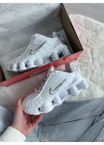 Белые демисезонные кроссовки мужские и женские nike shox tl white | найк шокс тл белые No Brand