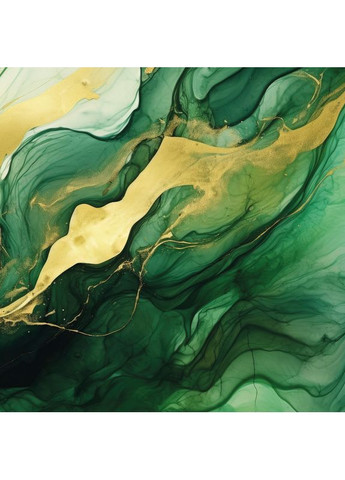 Квадратний вініловий фотофон смарагдово-зелений абстрактний мармур із золотими лініями, 60x60 см, №551213 PhotoVinyl (354361005)
