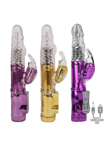 Вибратор кролик двойной с вращением на аккумуляторе JackRabbit Gold Lover для клитора и точки G Золотой Roger (303892320)