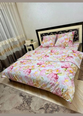 Постельное белье хлопковое Пивон керол Двуспальное Простынь на резинке 180x200х20 Бязь Белое 70 х 70 No Brand (332945989)