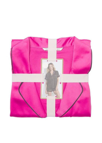 Фуксиновая всесезон женская пижама satin short pajama set сатиновая фуксия рубашка + шорты Victoria's Secret