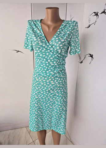 Мятное платье женское в белый горошек No Brand в горошек