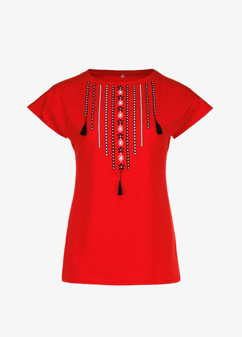 Красная вышиванка футболка с принтом женская ожерелье красный shop (2000990566454) Melanika хлопок (316017193)