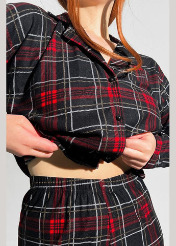Чорна зимня байкова піжама сорочка + брюки Pijamoni 5660-5 black
